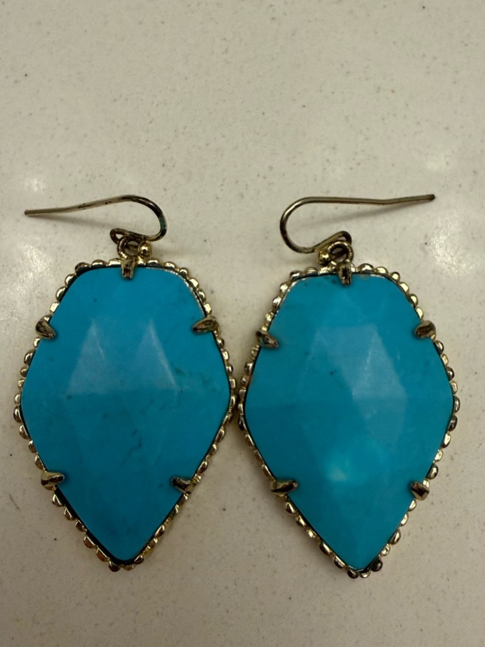 Kendra Scott Turquoise Teardrop Faceted Drop Earrings - Women Jewelry
